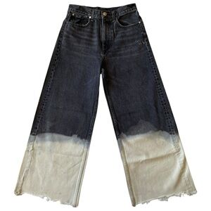 rag & bone haru wide-legged jeans, light black DIY bleach dip-dye, size 26